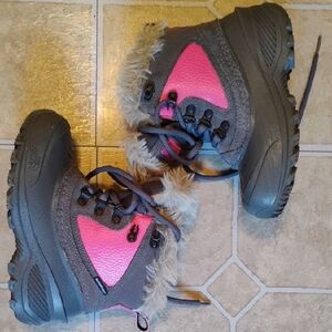 The North Face Kids Pink and Gray Boots